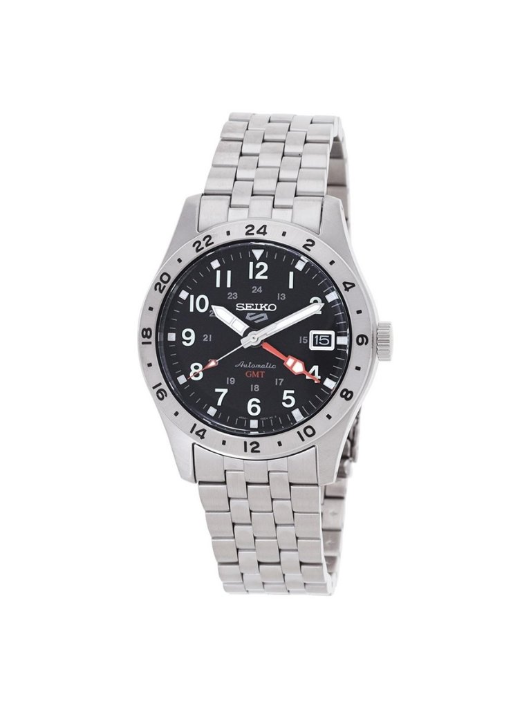 Nwt Authentic Seiko 5 Sports Gmt Automatic Black Dial Mens Watch